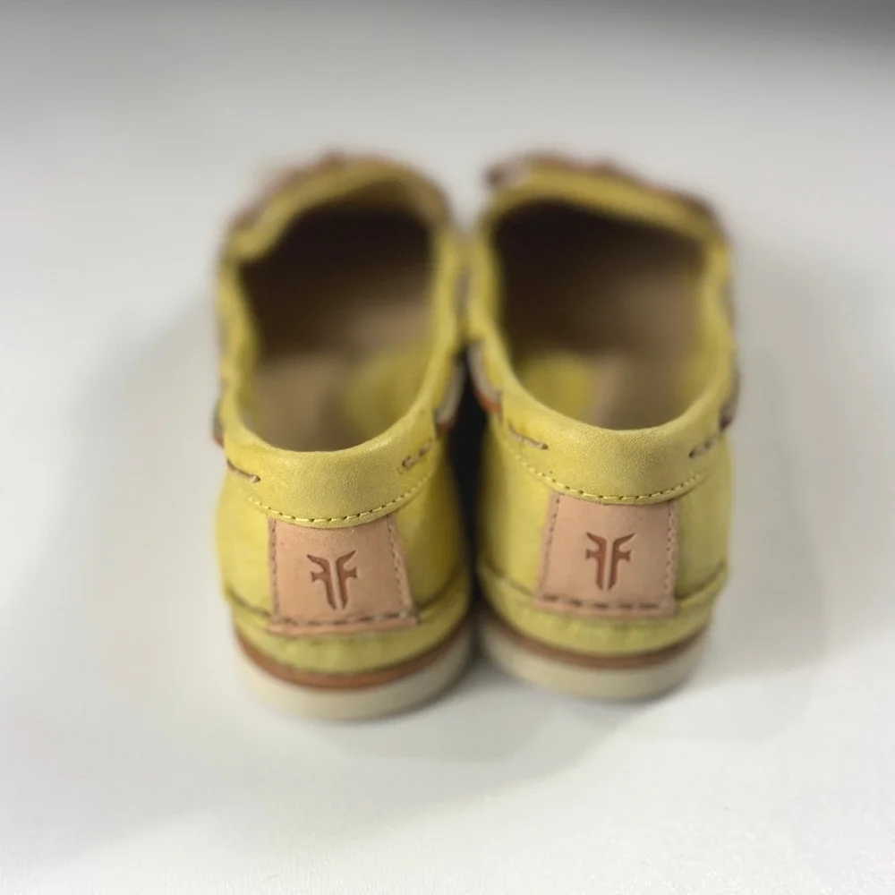 Frye Quincy Tie Yellow Leather Boat Shoes Loafers Mens‎ Size 10M 72548